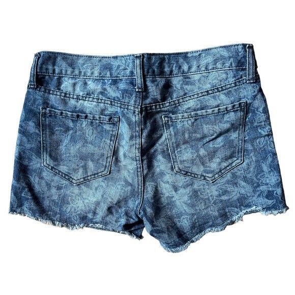 Old Navy Diva Floral Print Jean Shorts Women’s Size 4 Mid Rise Cut Offs Blue - Picture 2 of 8